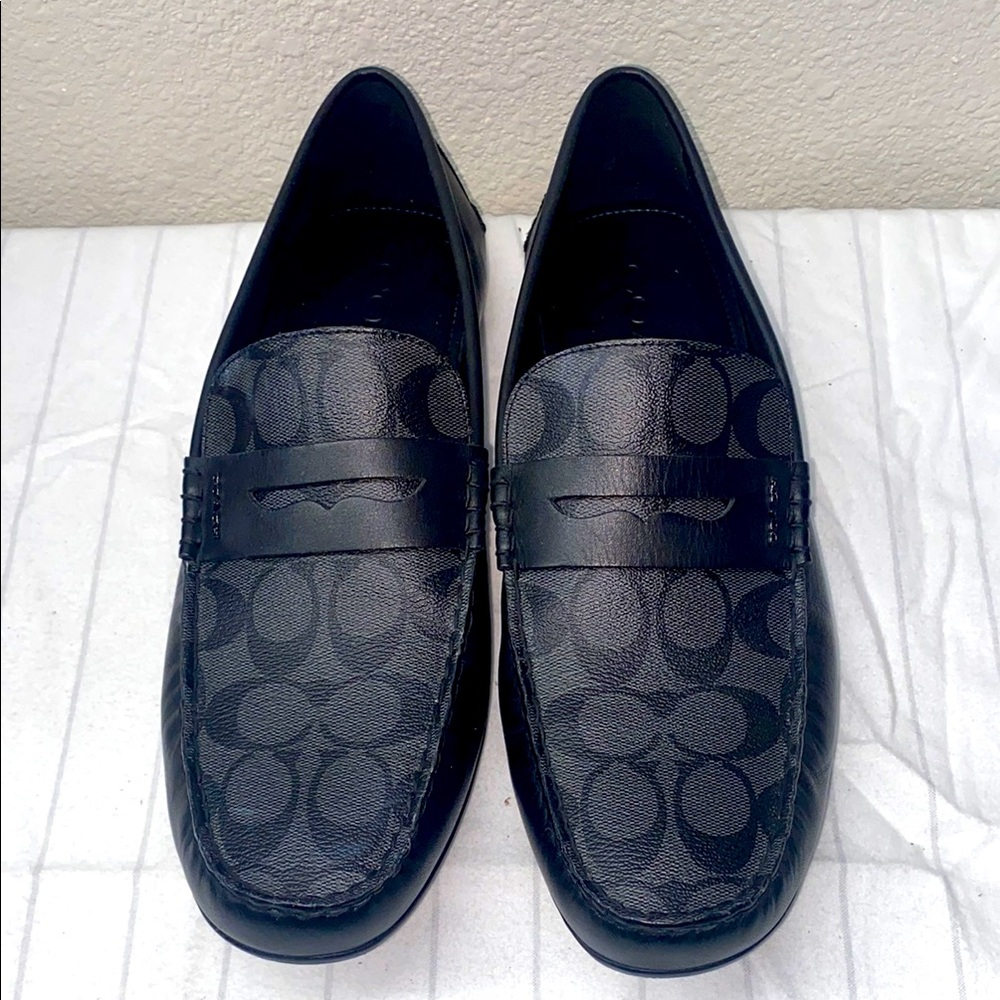 COACH Men Liam Driver In Signature Jacquard Men's Black Loafers size 12D‎ - Picture 2 of 9